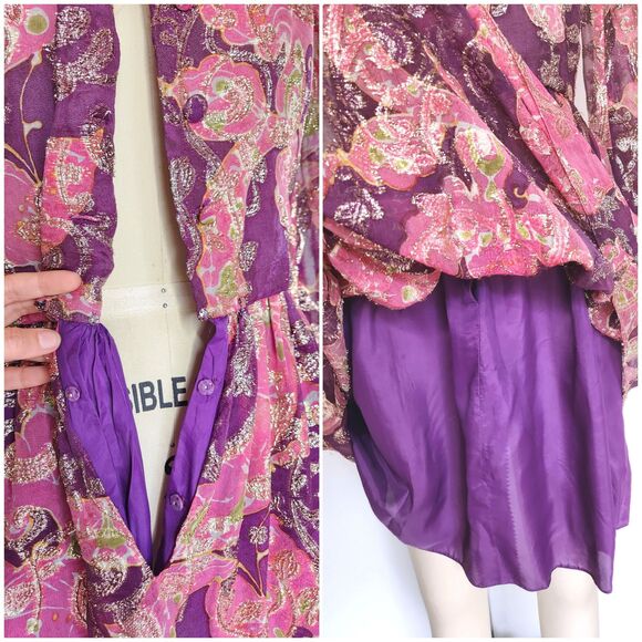 Oscar De La Renta Dress Metallic Dress - Colorful Dress - Floral Bright Dress XS - Picture 9 of 10